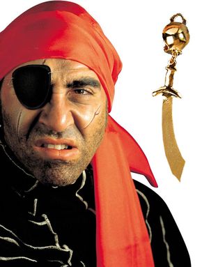Piratögonlapp och Clip-on Örhänge med Svärd