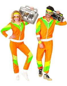 Neon Orange 80-talls Grilldress / Treningsdress Unisex Kostyme