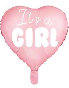 Its a Girl - Rosa Hjärtformad Folieballong 48 cm