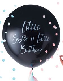 Little Sister or Little Brother - 90 cm Ballong med Konfetti - Twinkle