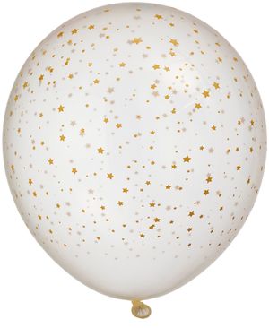 6 stk Klara Ballonger med Guldfärgat Stjärnmotiv 30 cm