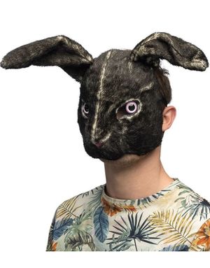 Svart Kanin Plysjmaske