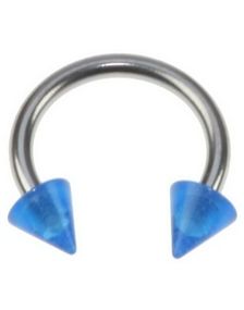 Rund Ögonbrynspiercing med Blå Spike Kulor - 1.2 x 8 mm