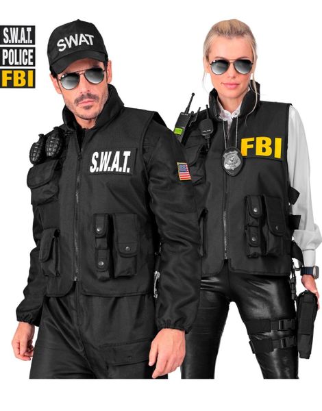 S.W.A.T / FBI / POLICE Vest med 3 Avtagbare Merker til Voksen