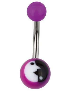 Modern Yin Yang Navelpiercing i Lila/Svart/Vit