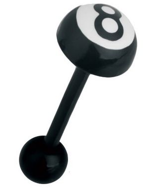 Eight Ball - Svart Tungpiercing