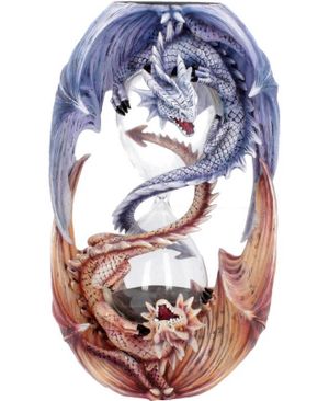Anne Stokes Lila och Röd Drakefigur med Timglas 20 cm