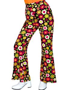60's Svarta Maskeraddräktsbyxor med Färgglada Blommor för Damer