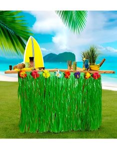 Grønt Hawaii Bordskjørt med Hibiskus Blomster 275x70 cm