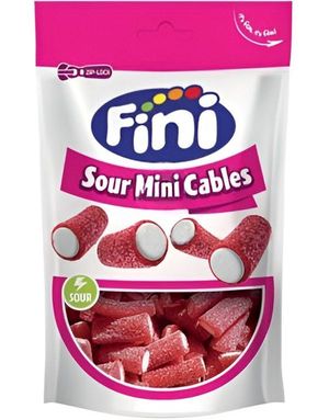 Fini Sour Mini Cables - Korte Sure Lakrisstenger med Fyll 165 gram