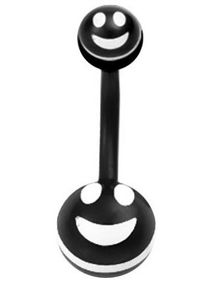 Svart og Hvit Navelpiercing med Smiley