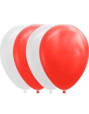 10 stk 30 cm - Røde og Hvite Ballonger