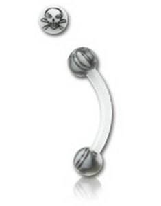 Skull White - 1.2 x 8 mm Ögonbrynspiercing