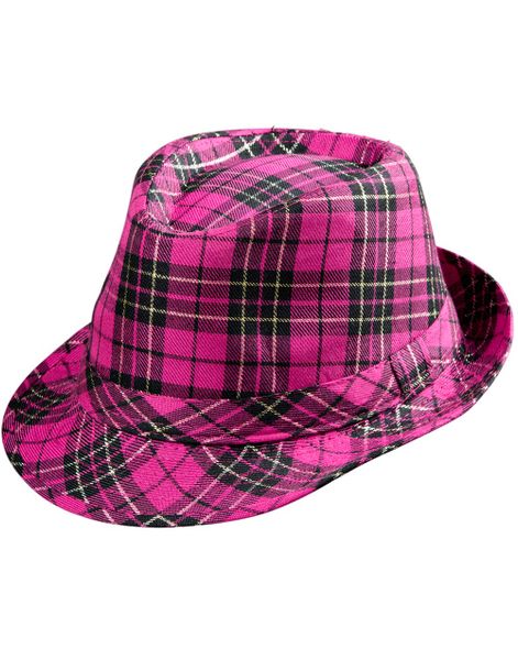 Tartanmönstrad Rosa Fedorahatt