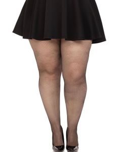 Svart Spandex Mikronet Strømpebyxor – Plus Size