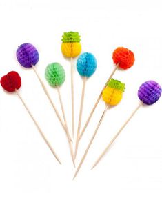 50 Stk Cocktailpinnar med Olika Fruktformade Honeycombs 10 cm
