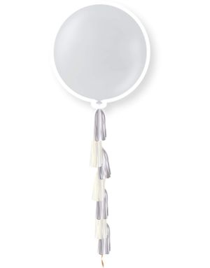 1 stk 91 cm - Silverfärgad Metallisk Ballong med Ballongsvans 