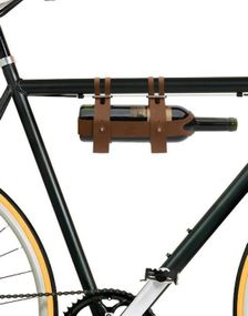Leather Wine Bottle Bike Caddy - Flaskeholder til Sykkel i Lær