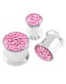Piercing Plugg Dekorerad med Rosa Stenar