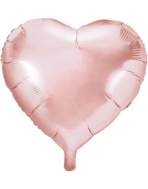 Stor Hjärtformad Roseguldfärgad Folieballong 61 cm