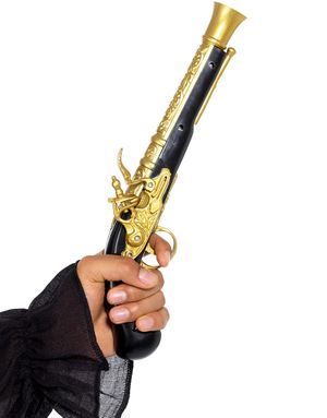 Svart och Guldfärgad Piratpistol 35 cm