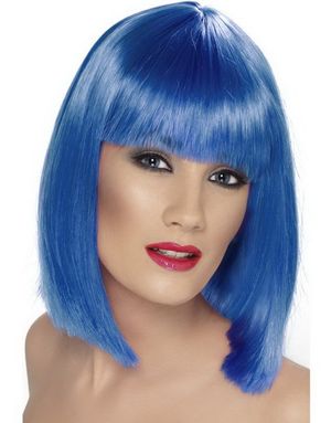 Glam Bob-Cut Peruk - Blå