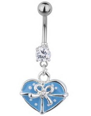 Gift Wrapped Heart Navelpiercing - Blå