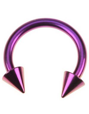 Rund Lila Ögonbrynspiercing med Spike Kulor - 1,2 x 8 mm