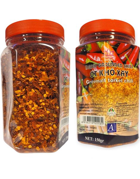Dried Grounded Chili - Torkad Grovmald Chili - Lotus Grand 150 gram (Vietnam)