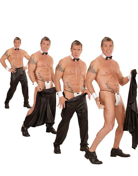 Svart Stripper Kostymbyxa Till Man