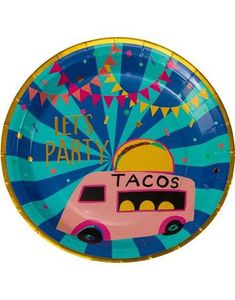 8 st. Kartongtallrikar med Tacobuss 23 cm - Let's Party