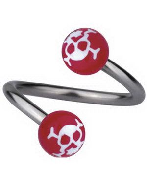 Ögonbrynspiercing med Dödskalle - Lila/Vit - 1.2 x 10 mm
