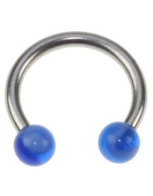 Rund Ögonbrynspiercing med Blå Kulor - 1.2 x 8 mm