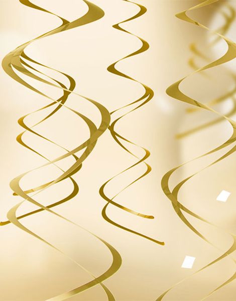 5 stk Hängande Metallic Guldfärgade Dekorationer 60 cm