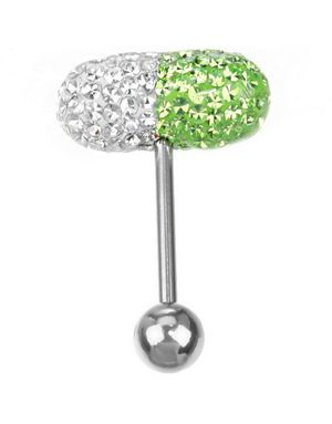 White & Green Diamond Pill - Tungpiercing