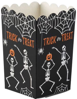 8 popcornkoppar med skelett - Trick or Treat