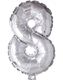Talet 8 - Silverfärgad 35 cm Liten Folieballong