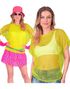 Gul UV Neon Fishnet T-Skjorte til Dame - Large/X-Large