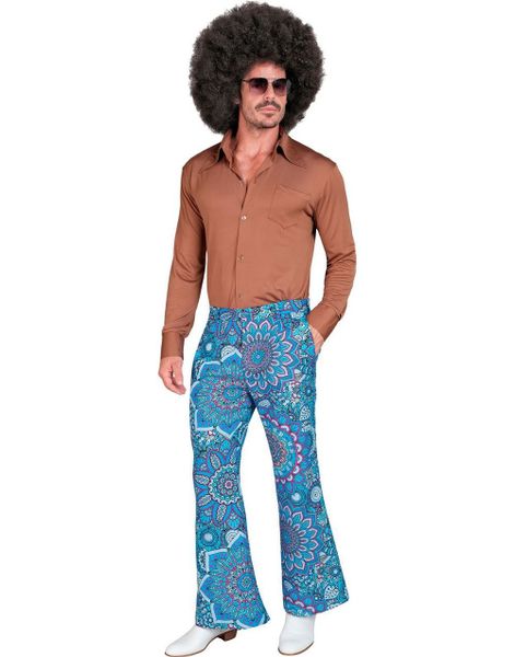 Blomstrete Blå Hippie Kostymebukse til Herre