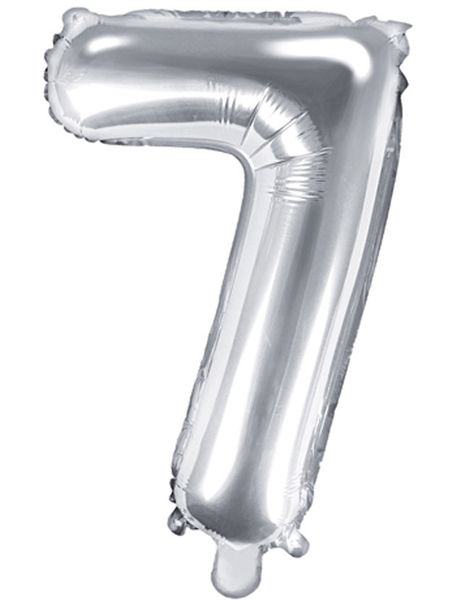 Talet 7 - Silverfärgad 35 cm Folieballong