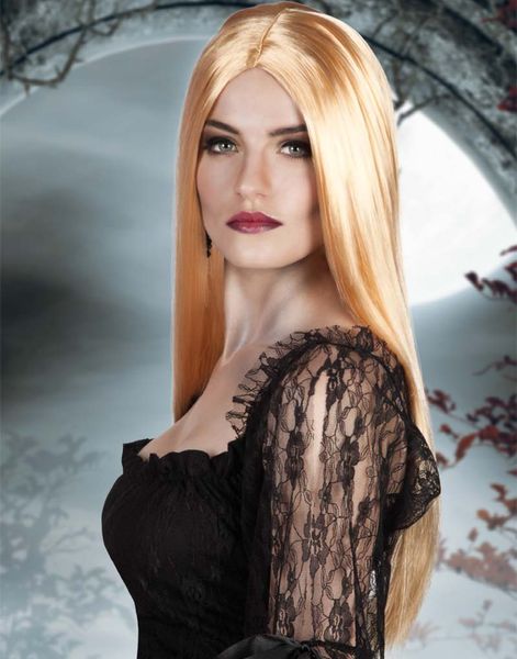 Blond Lång Peruk med Mittbena