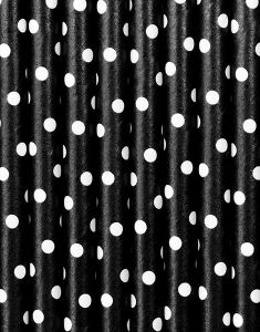 10 stk Svarta och Vita Polka Dot Sugrör