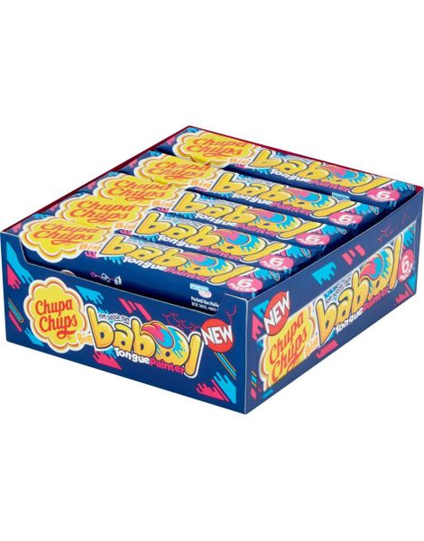 20 st 6-pack Chupa Chups Babol Tongue Painter Tuggummi med blå hallonsmak - Hel låda 552 gram