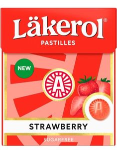 Läkerol Jordgubbe Sockerfri / Sockerfria Pastiller Med Jordgubbssmak 25 Gram