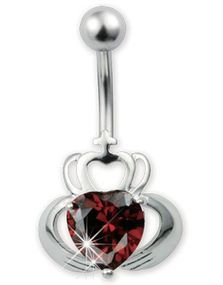 Queen of Heart Red - Navelpiercing i Äkta Silver