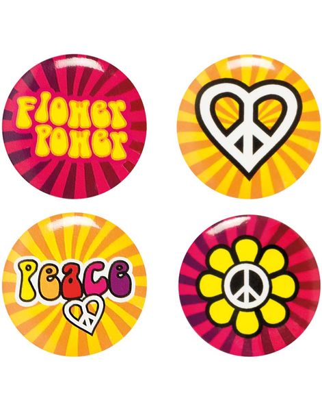 4 st Hippie Knapps - Flower Power