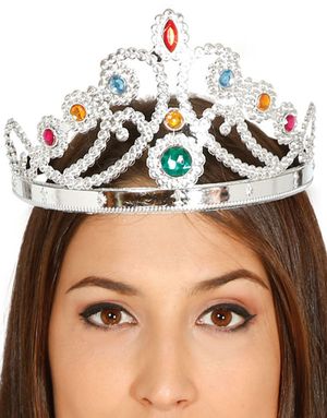 Silverfärgad Drottningtiara med Stenar