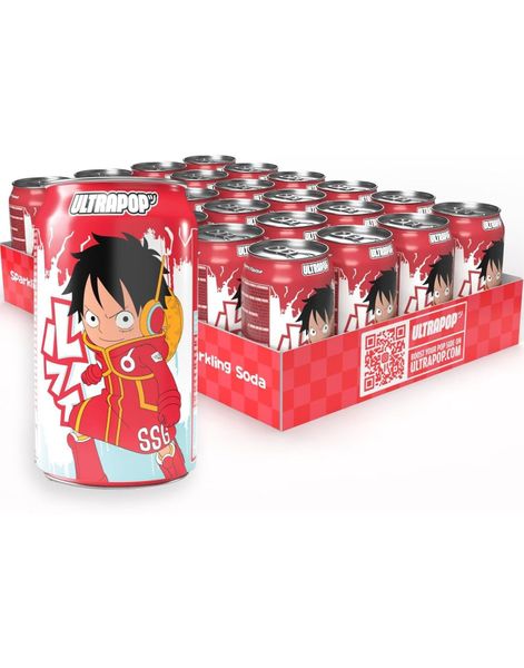 24 st Luffy Lemon & Strawberry Soda - Läsk med Citron- och Jordgubbssmak - Helt Back 24x330 ml (Polen)