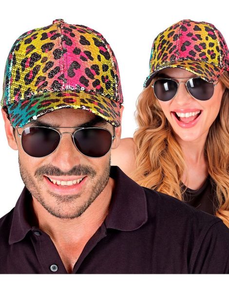 Fargerik Leopardmønstret Caps med Paljetter