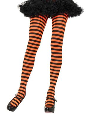 Randig Svart och Orange Strumpbyxa